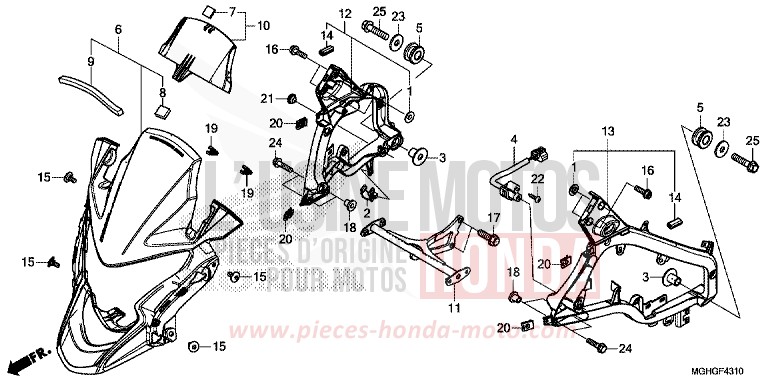 UPPER COWL for VFR1200X Dual Clutch DEGITAL SILVER METALLIC (NHA30) from 2016